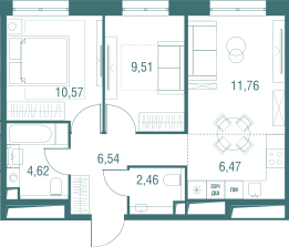 Продажа 3-комнатной квартиры 51,9 м², 2/24 этаж