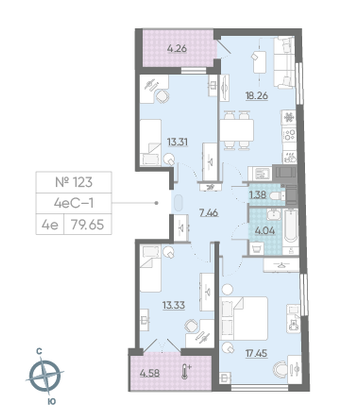 Продажа 3-комнатной квартиры 78,7 м², 15/15 этаж