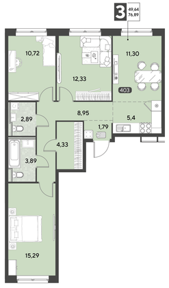 Продажа 4-комнатной квартиры 76,9 м², 4/21 этаж