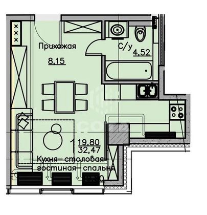 Продажа 1-комнатной квартиры 30 м², 9/17 этаж