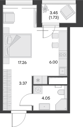 Продажа квартиры-студии 32,4 м², 4/14 этаж