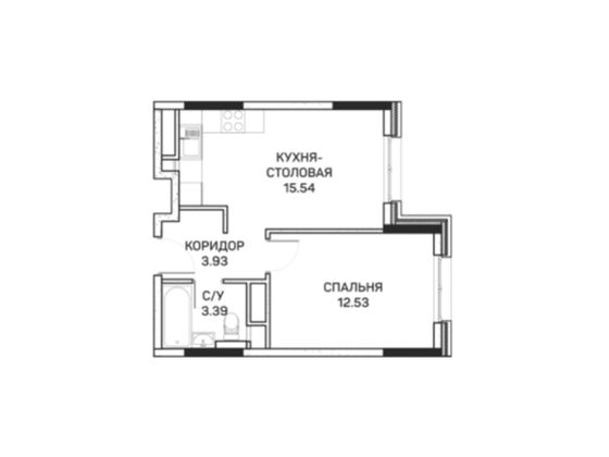 35,4 м², 1-комн. квартира, 3/8 этаж