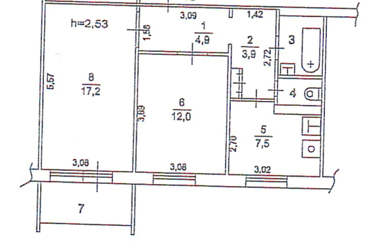 Продажа 2-комнатной квартиры 52 м², 2/9 этаж