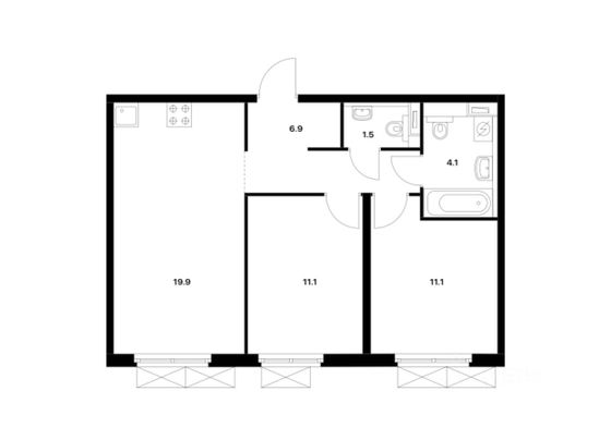 Продажа 2-комнатной квартиры 55 м², 11/14 этаж