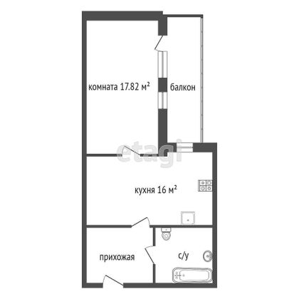 Продажа 1-комнатной квартиры 55 м², 3/14 этаж