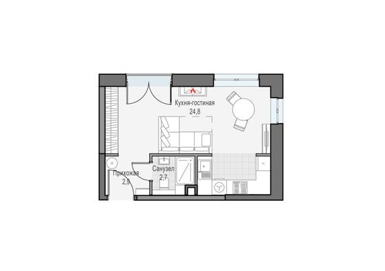 Продажа квартиры-студии 29,7 м², 24/28 этаж