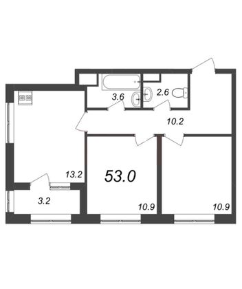 Продажа 2-комнатной квартиры 53 м², 5/18 этаж