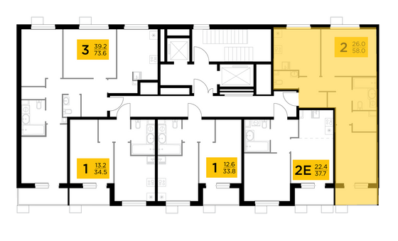Продажа 2-комнатной квартиры 58 м², 5/14 этаж