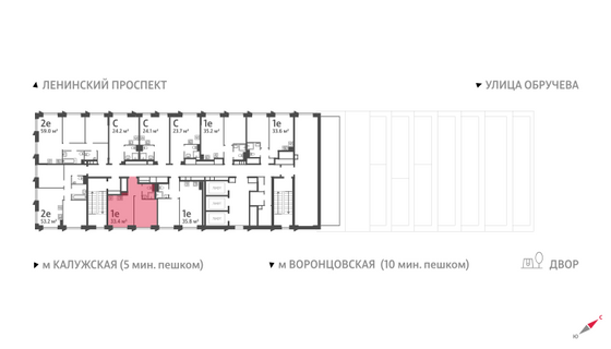 Продажа 1-комнатной квартиры 33,4 м², 29/58 этаж