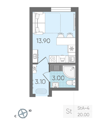 Продажа квартиры-студии 20 м², 3/25 этаж