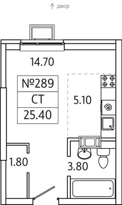 Продажа квартиры-студии 25,4 м², 16/20 этаж