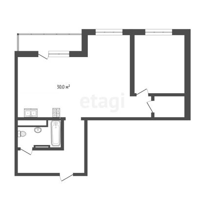 Продажа 1-комнатной квартиры 61,7 м², 1/6 этаж