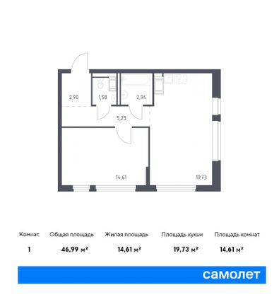 47 м², 1-комн. квартира, 11/11 этаж