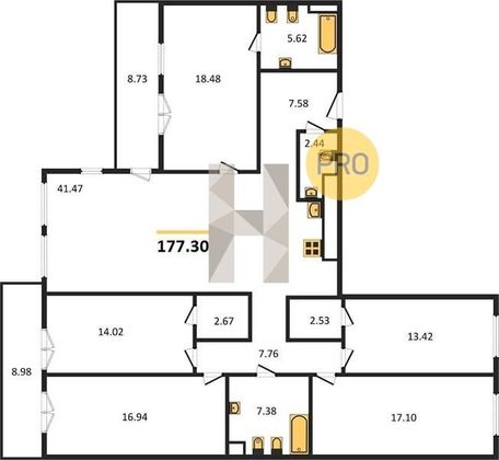 Продажа многокомнатной квартиры 177,3 м², 2/9 этаж