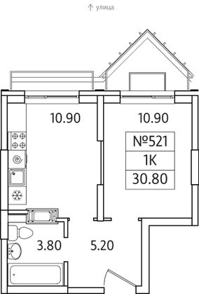 Продажа 1-комнатной квартиры 30,8 м², 24/25 этаж