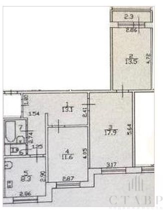 Продажа 3-комнатной квартиры 70 м², 1/9 этаж