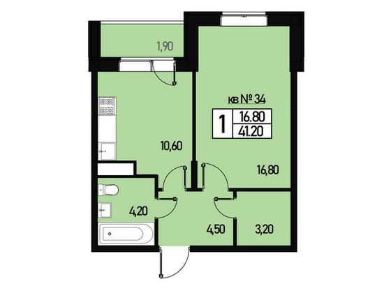 Продажа 1-комнатной квартиры 39,3 м², 1/3 этаж