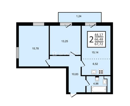 Продажа 2-комнатной квартиры 68,7 м², 15/24 этаж