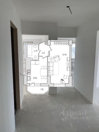 Продажа 1-комнатной квартиры 41,2 м², 7/26 этаж