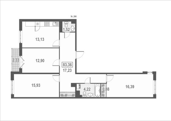 Продажа 3-комнатной квартиры 84,4 м², 3/10 этаж