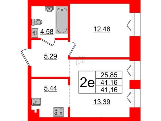 Продажа 1-комнатной квартиры 41,2 м², 4/8 этаж