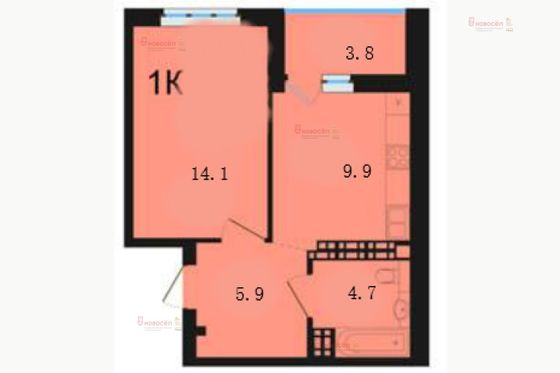 Продажа 1-комнатной квартиры 34,6 м², 10/26 этаж