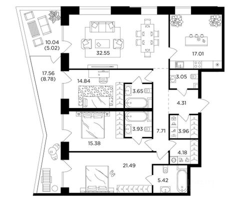 Продажа 4-комнатной квартиры 152 м², 10/19 этаж