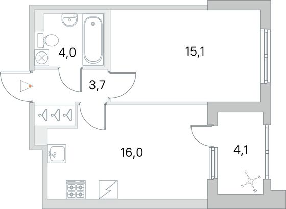 Продажа 1-комнатной квартиры 40,8 м², 1/5 этаж