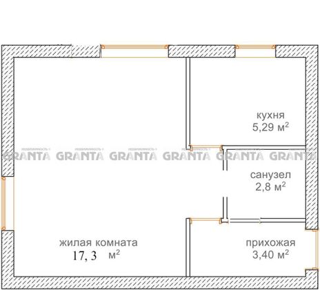 Продажа 1-комнатной квартиры 29,6 м², 5/5 этаж