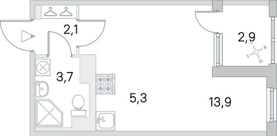 Продажа квартиры-студии 26,5 м², 3/5 этаж