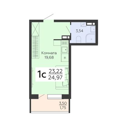 Продажа 1-комнатной квартиры 25 м², 14/18 этаж