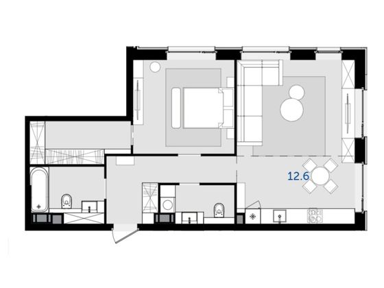 Продажа 2-комнатной квартиры 69,3 м², 34/47 этаж