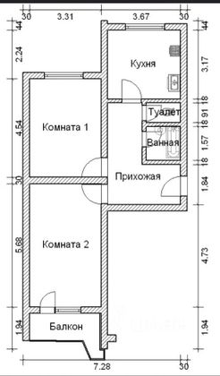 Продажа 2-комнатной квартиры 58 м², 17/17 этаж