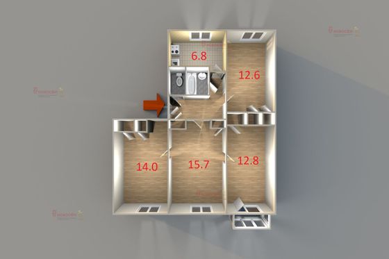 Продажа 4-комнатной квартиры 74 м², 3/5 этаж