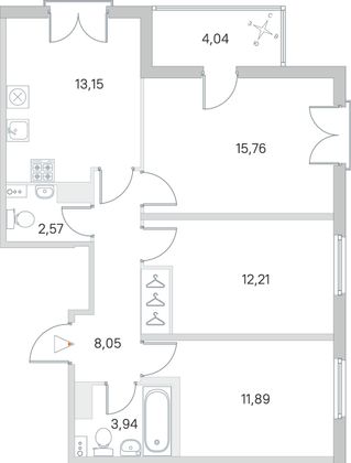 Продажа 3-комнатной квартиры 69,6 м², 4/4 этаж
