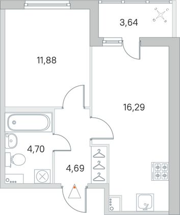 Продажа 1-комнатной квартиры 39,4 м², 1/8 этаж