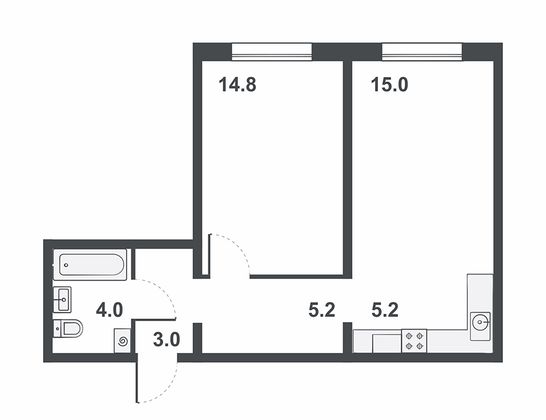 Продажа 2-комнатной квартиры 47,2 м², 1/16 этаж