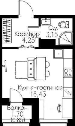 Продажа квартиры-студии 25,5 м², 11/11 этаж