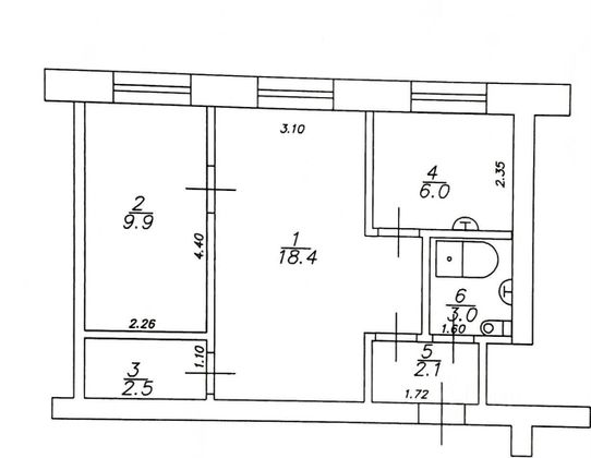 Продажа 2-комнатной квартиры 41 м², 1/5 этаж