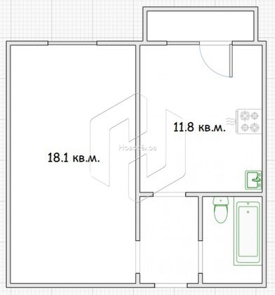 Продажа 1-комнатной квартиры 42,5 м², 3/3 этаж