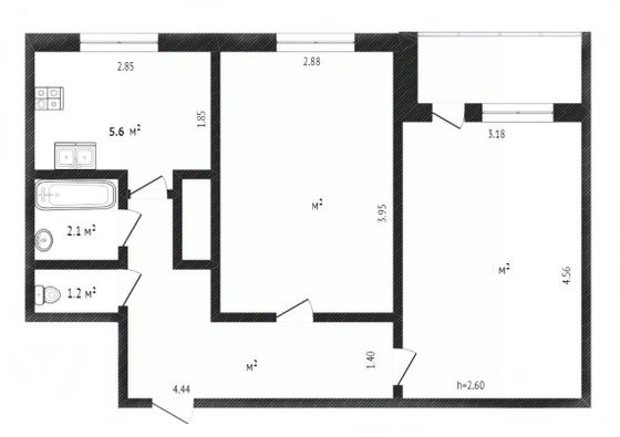 Продажа 2-комнатной квартиры 42,4 м², 5/9 этаж