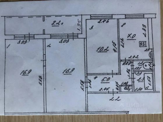 Продажа 3-комнатной квартиры 64 м², 6/9 этаж