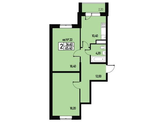 Продажа 2-комнатной квартиры 62,8 м², 1/3 этаж