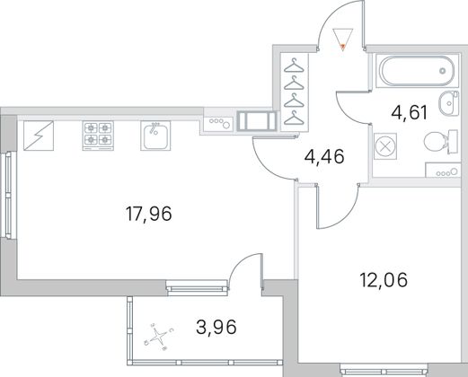 Продажа 1-комнатной квартиры 41,1 м², 1/5 этаж