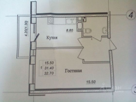 Продажа 1-комнатной квартиры 31 м², 4/20 этаж