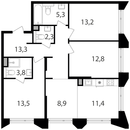 Продажа 3-комнатной квартиры 84,5 м², 3/17 этаж