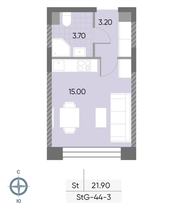Продажа квартиры-студии 21,9 м², 3/30 этаж