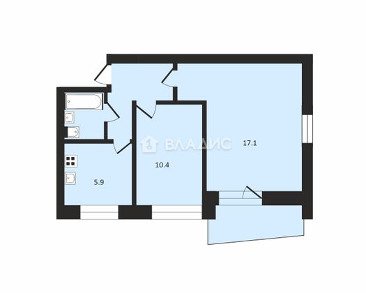 Продажа 2-комнатной квартиры 43 м², 5/9 этаж