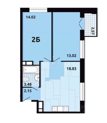 Продажа 2-комнатной квартиры 50 м², 16/17 этаж