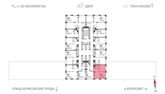 Продажа 1-комнатной квартиры 37,2 м², 5/30 этаж